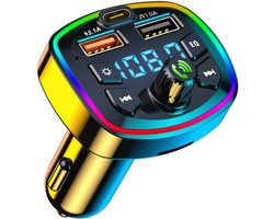 Goolsky Bluetooth FM Transmitter, Car MP3 Music Player, Bluetooth 5.0 FM Transmitter, Radio Receiver, Dual USB and PD Car Charger, Support TF Card/USB Drive, Hands-Free Voltage Display