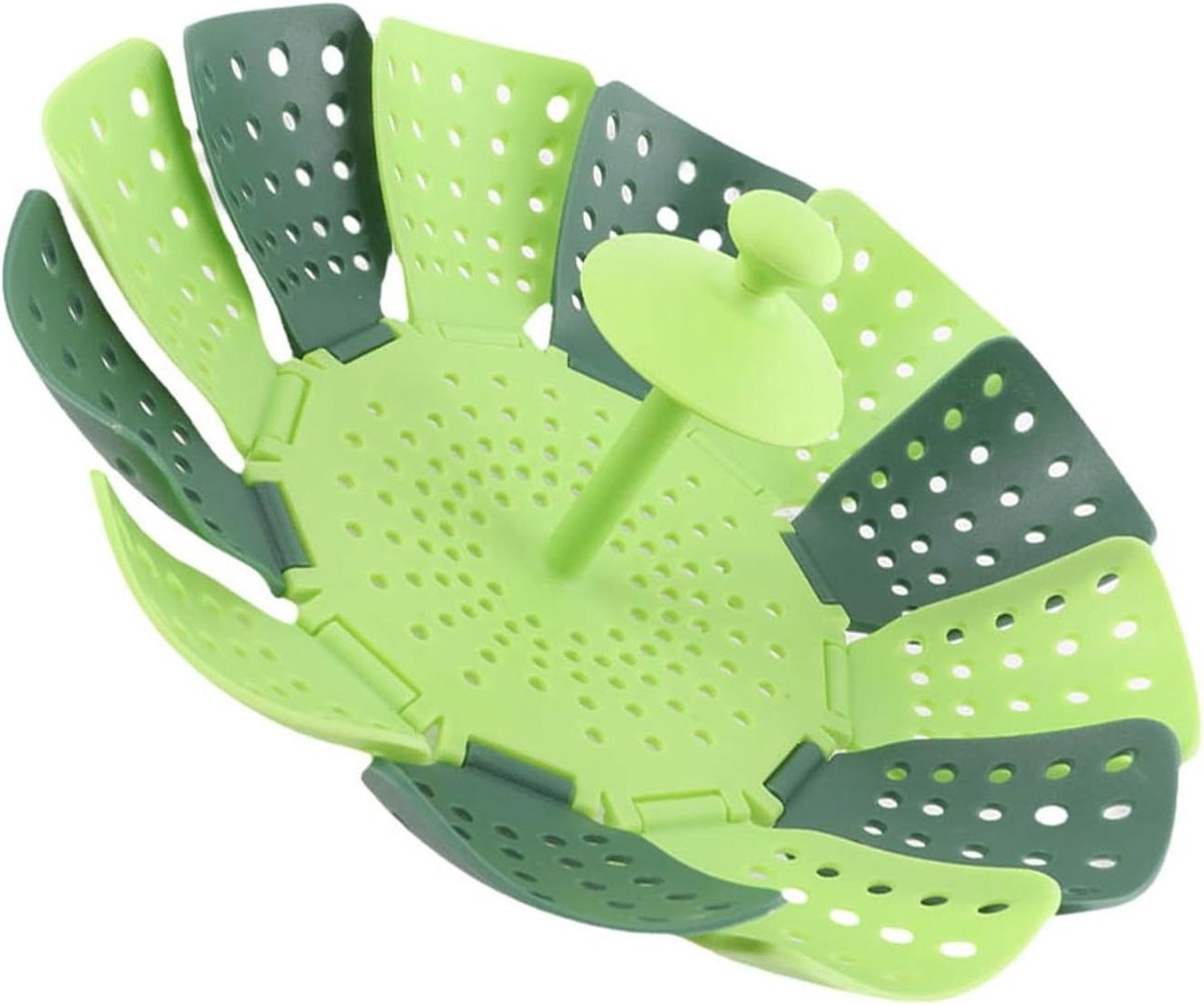 Stoommandje Groen - Kookmandje Opvouwbaar - Gezond Koken - Hittebestendig Materiaal - Set van 2 - Groen