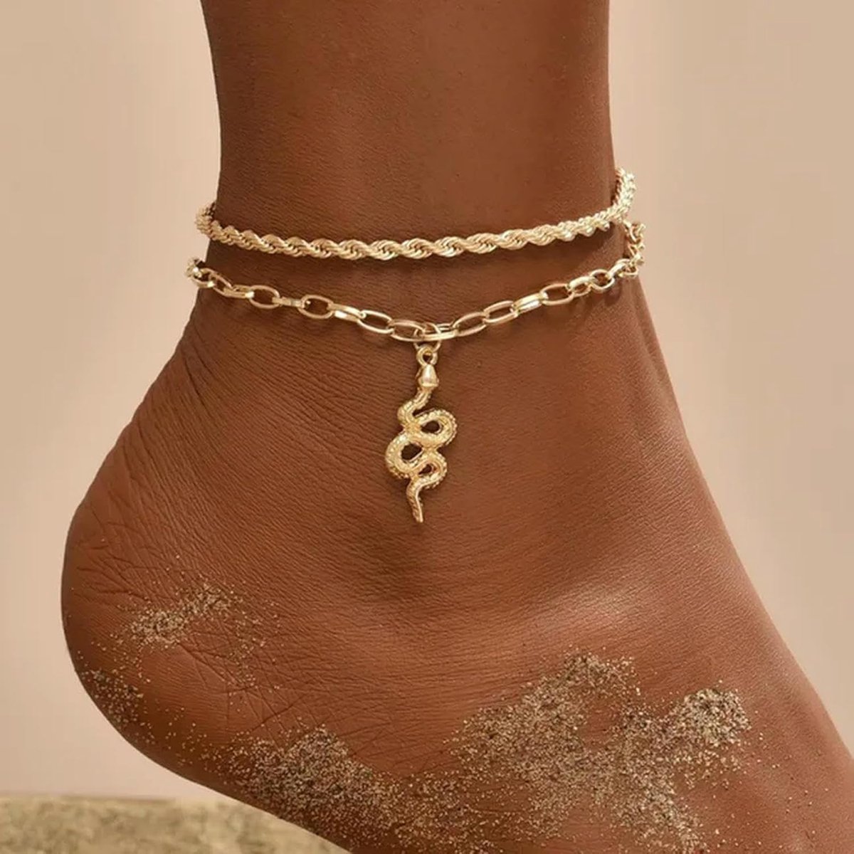 Voetketting Mode - Enkelband Dames - Strand Sieraden - Multilayer Zilver Kleur - Verstelbaar - Zilver