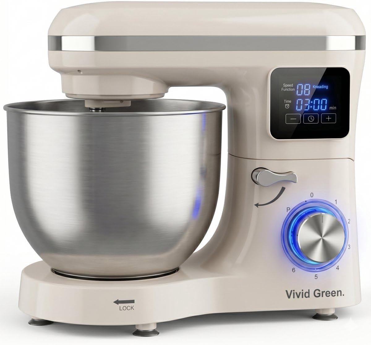 Keukenmachine - Mixer Kom - Bakken Deeg Maken - Krachtige Motor - 6.2L Kom - Creme
