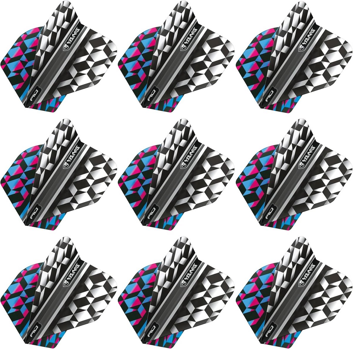 Dartpijlen Set 9 Stuks - Yin Yang Design Dubbelzijdige Flights
