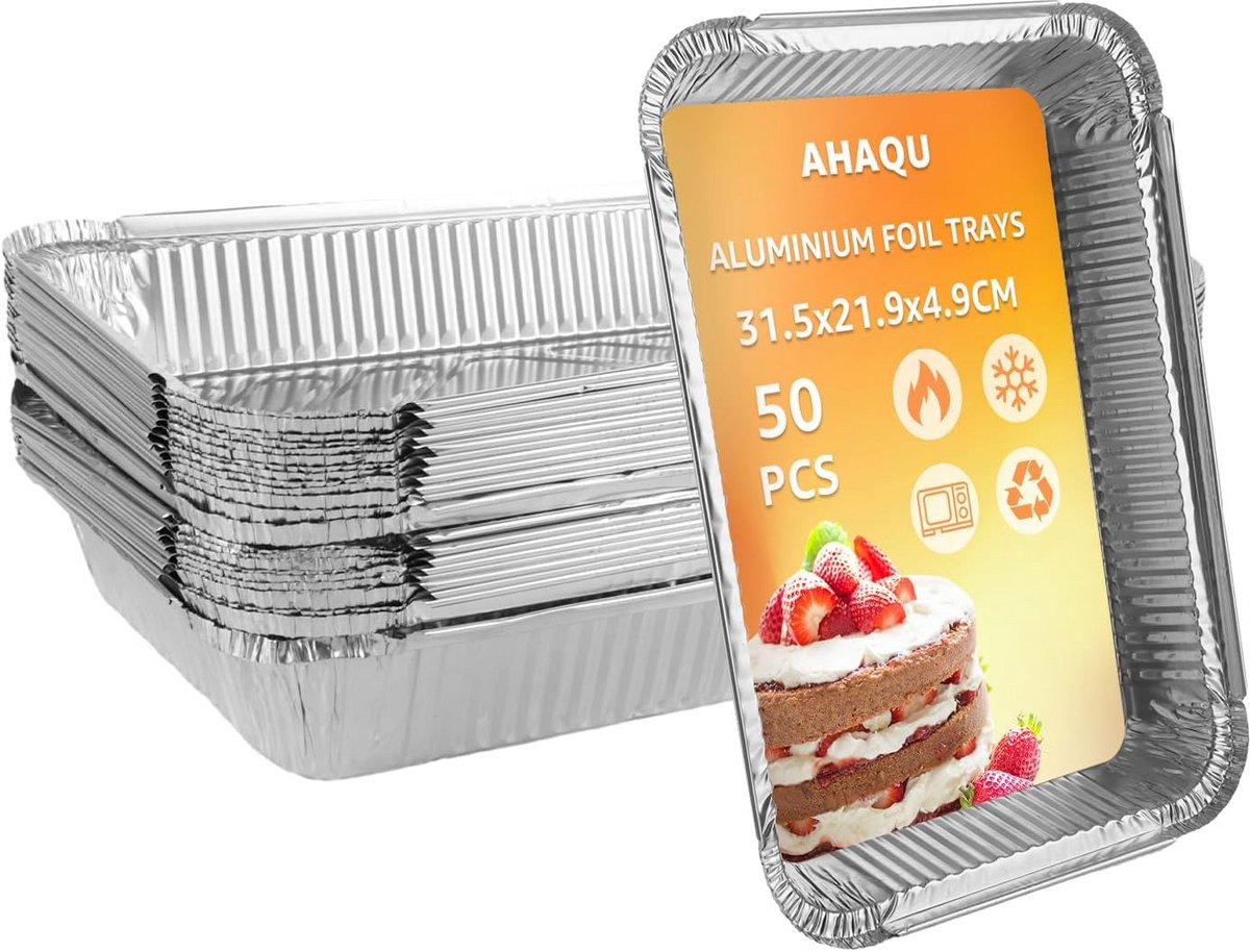 50 Stuks Grote Aluminium Wegwerpbakblikken voor Oven, BBQ en Maaltijden