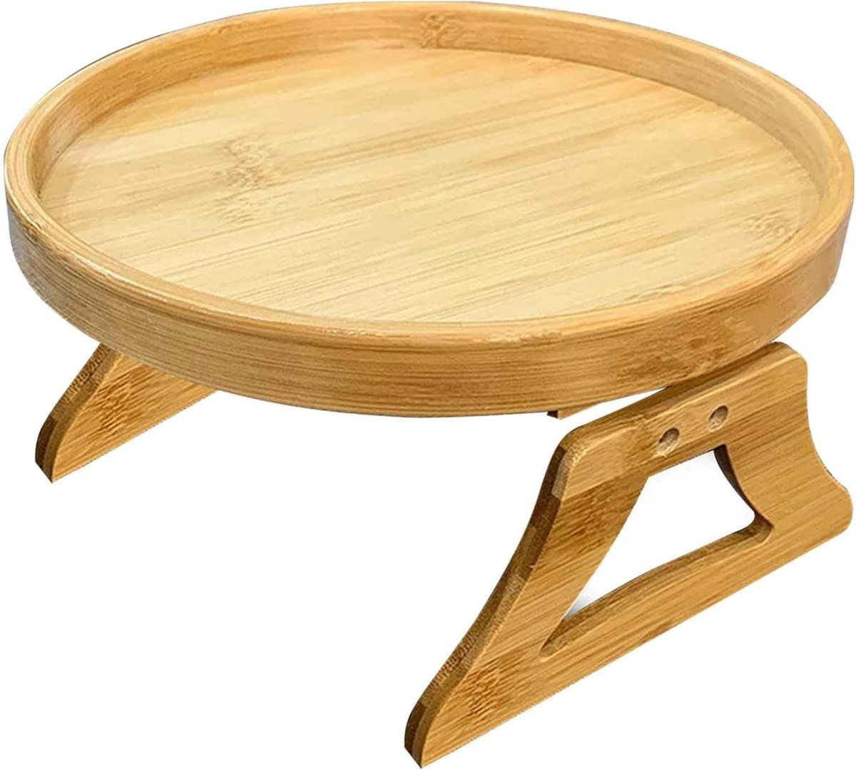 Armleuning Tafel - Sofa Bijzettafel - Drankjes Plaatsen - Klik-ontwerp - 25 cm Diameter - Houtkleurig