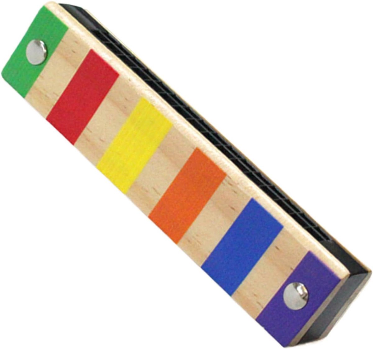 Mondharmonica Kinderen - Muziekinstrument Hout - Muziek Leren - 16 Gaten Dubbele Rij - 13.5 cm Lengte - Meerkleurig
