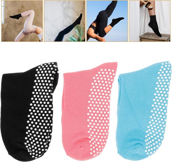 Sportsokken Dames - Antislip Sokken - Sporten en Fitness - Met Grip - 3 Paar - Diverse Kleuren — afbeelding 4