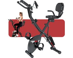 YEE GOO Hometrainer Fiets - 8 Niveaus Magnetische Weerstand - Met Weerstandsbanden - Hartslagsensoren - Fitness Fiets - Spinning Fiets - Indoorfiets - Verstelbare Hoogte - LCD-display - telefoon/tablet-houder -Zwart