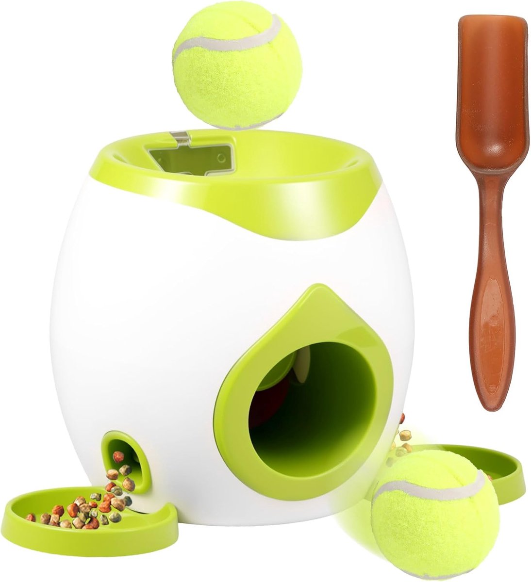 Ulisem - Hondenspeerbalautomaat - Interactief met traktatiedispenser - 2 ballen inbegrepen - ABS kunststof - Voor binnen en buiten trainen - Groen - Verlicht verveling - Eenvoudig te gebruiken