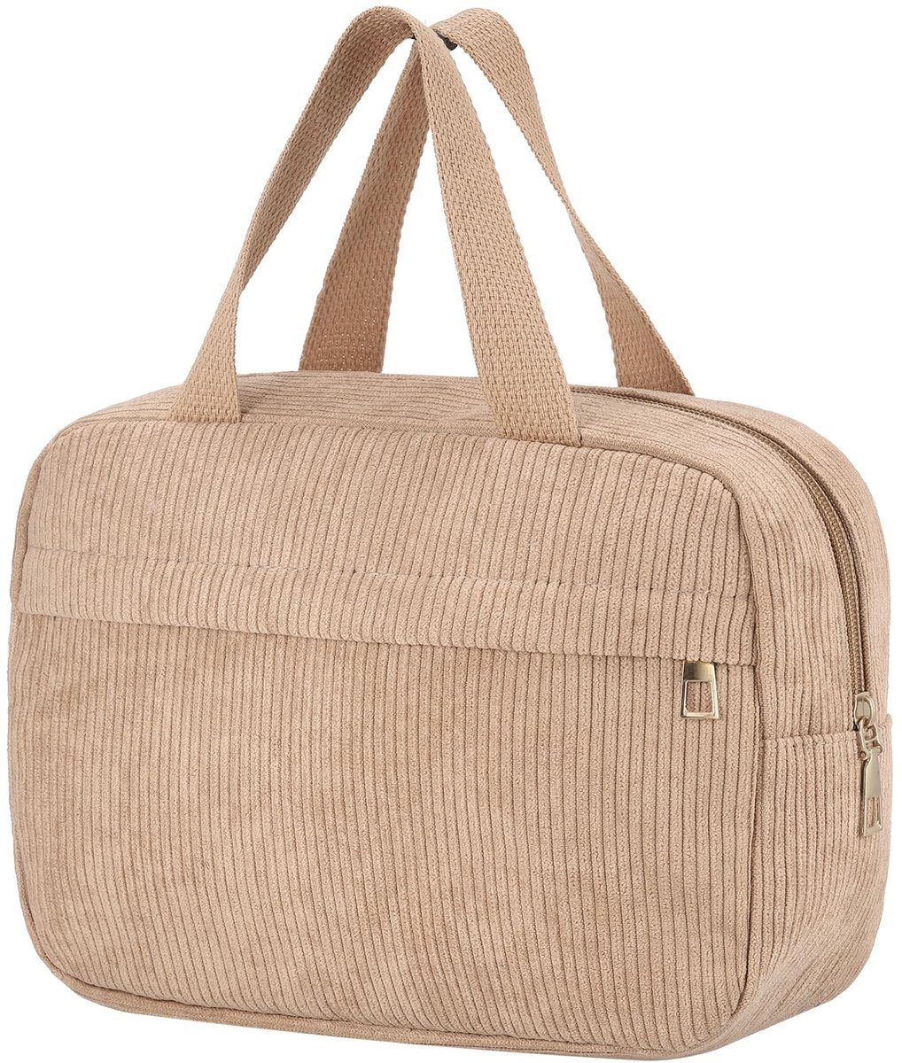 ONF3 - Toilettas - Makeup Bag - Elegant en stijlvol - Khaki - Reistas - Perfect voor vrouwen - Corduroy model