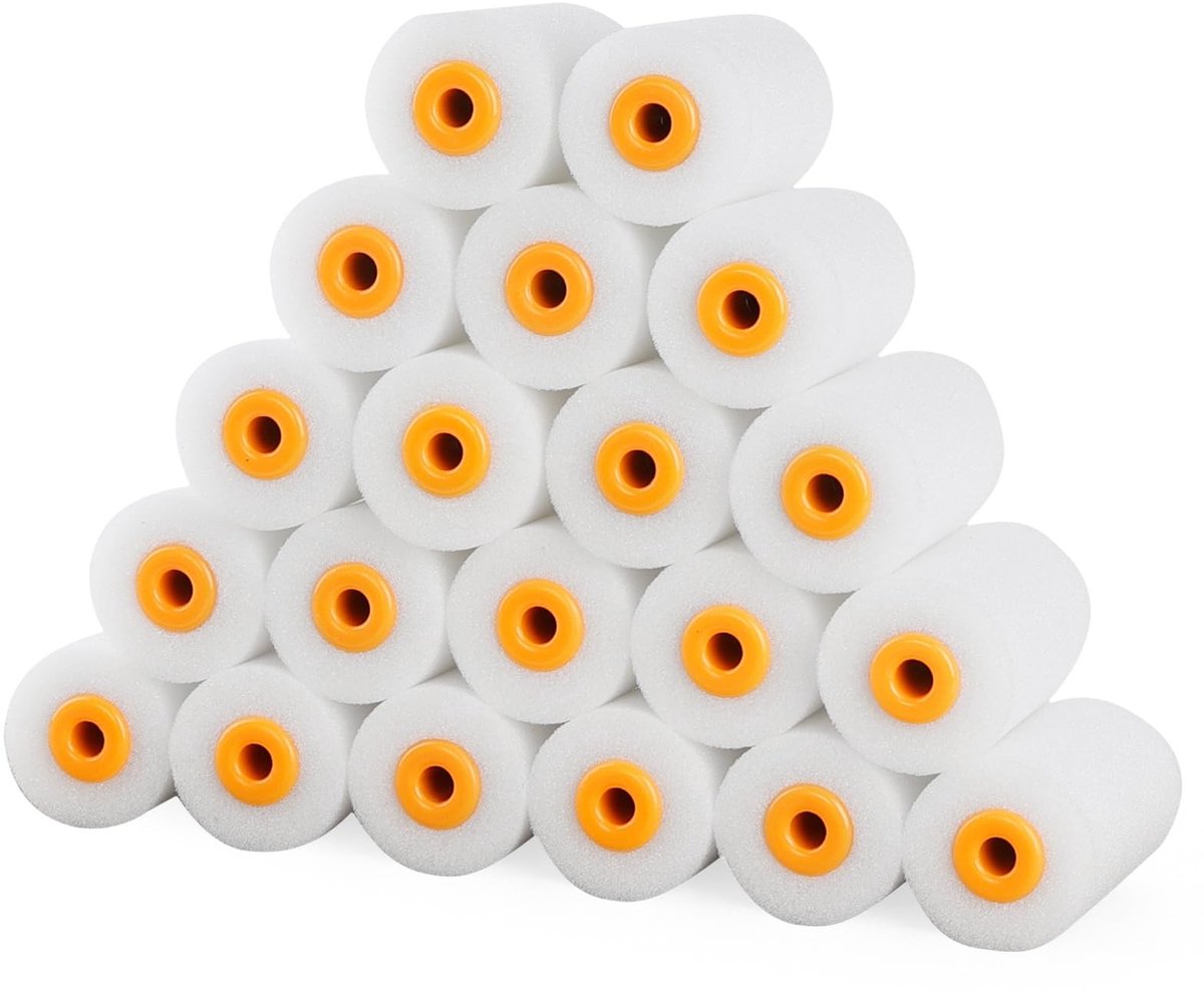ONF3 - Kleine verfroller - 20 stuks - Ideaal voor meubels en muren - Wit - Schuimrollers - Voor binnenshuis - Verfaccessoires