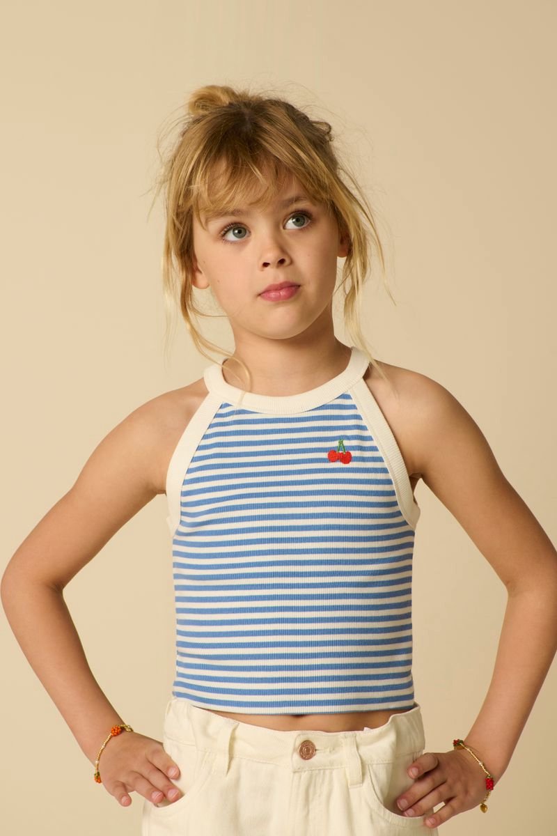 Sissy-Boy - Blauw gestreept halter singlet
