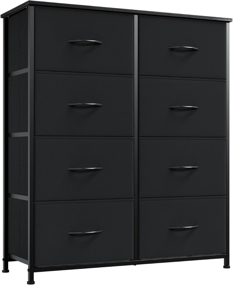 SNJY® Ladenkastje - Ladeblok - Ladekast - Nachtkastje - 8 Laden - 30D x 80B x 93H cm - Zwart