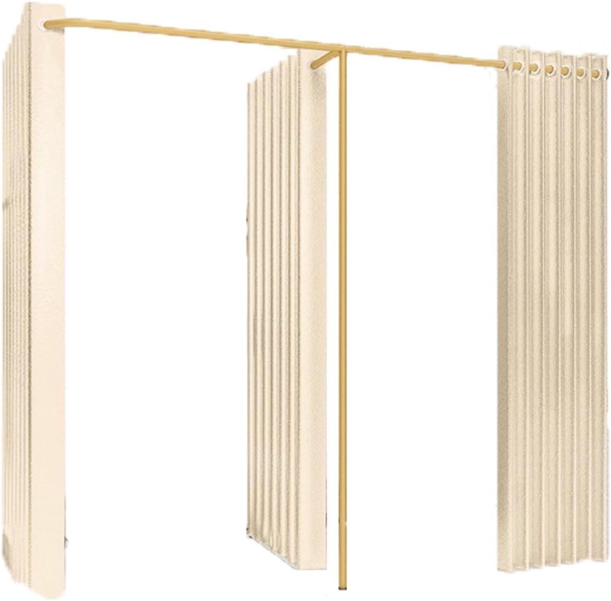 Draagbare Paskamer - Mobiele Kleedkamer Scheidingswand - Kleding Passen - F-vormige Flexibele Structuur - 200x100x200cm - Beige
