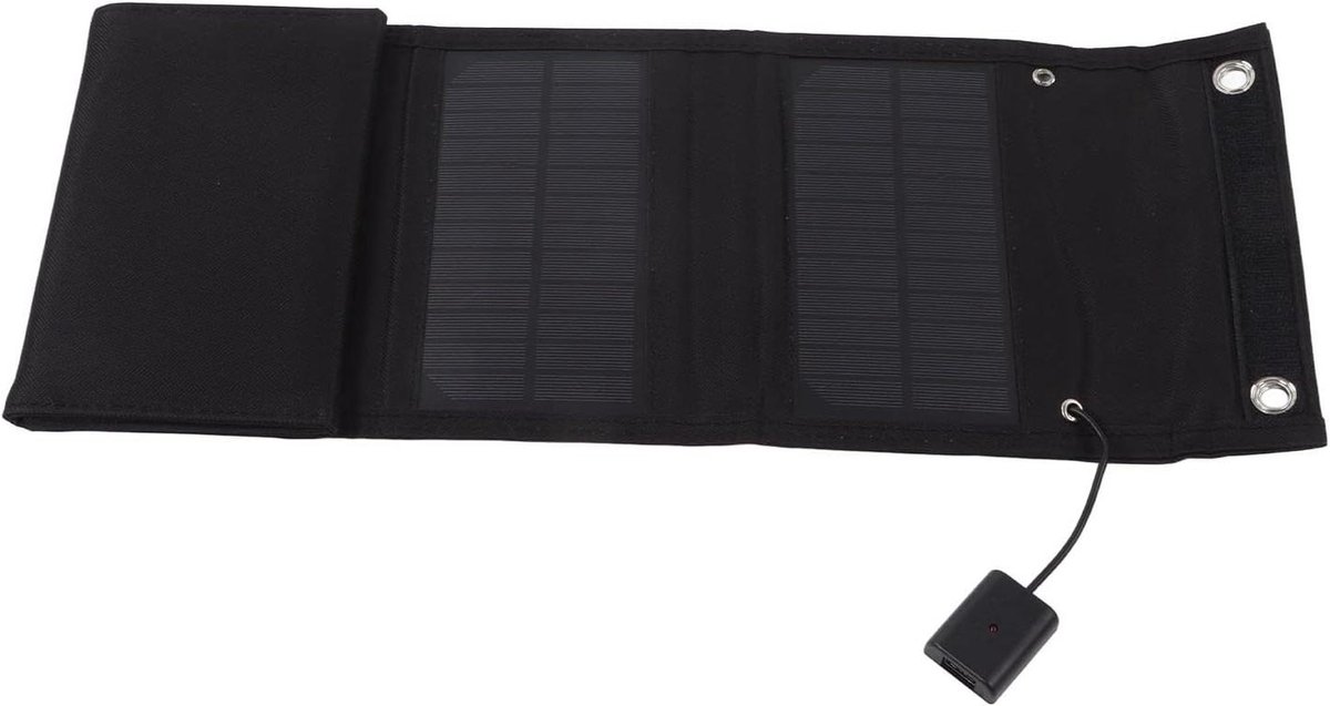 Zonnepaneel 15W - Opvouwbare Zonnelader - Buiten Opladen - Monokristallijn Silicium - 21L x 14W x 4H cm - Zwart