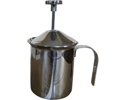 Handmatige Melkopschuimer - Schuimkan Koffie - Dranken Bereiden - Handpompdruk Technologie - 400 ml - Zilver