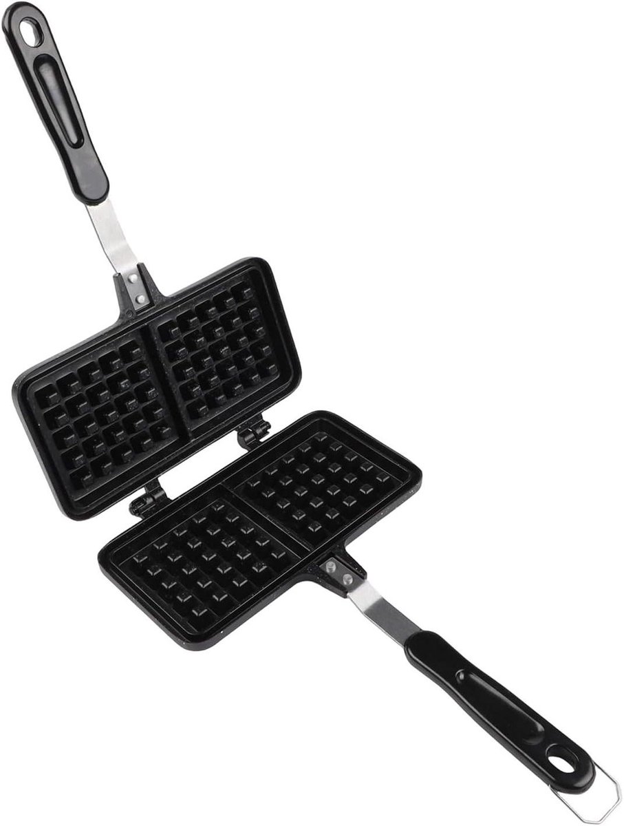 Belgisch Wafelijzer - Wafelmaker Kookplaat - Ontbijt Maken - Antiaanbaklaag - 35 x 15 x 3 cm - Zwart