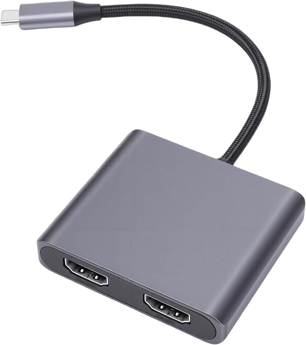USB C naar HDMI Adapter - Type C Splitter - Multitasken op Schermen - Dubbele 4K Uitgang