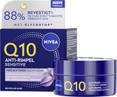 NIVEA Q10 POWER Anti-Rimpel Sensitive Nachtcrème voor Vrouwen - Gevoelige Huid - Kalmeert en Verstevigt - Met Q10, Creatine en Zoethoutextract - 50 ml