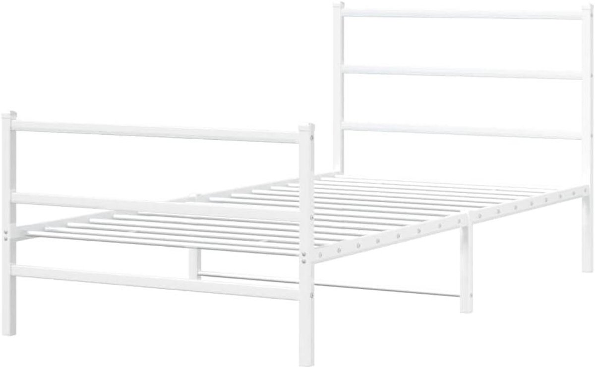 Bedframe met hoofdeinde - Ledikant Logeerbed - Slaapkamer Inrichten - Robuuste Metalen Constructie - 100x200 cm - Wit