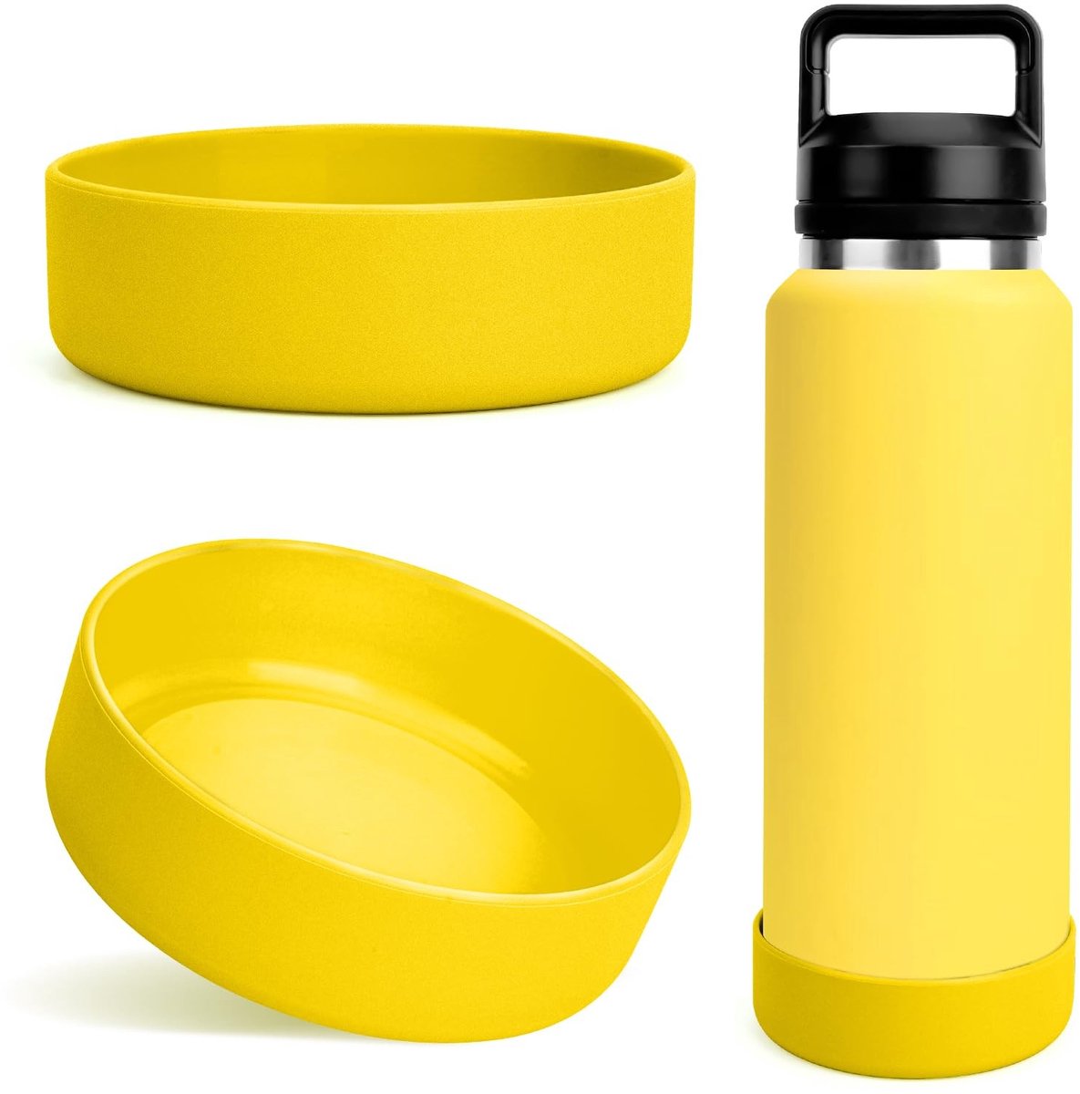 aladdien - Waterfleshoes - Siliconen hoes - Antislip bescherming - Alpine Yellow - Flesbumper - Geschikt voor Rambler 36oz - 2-pack