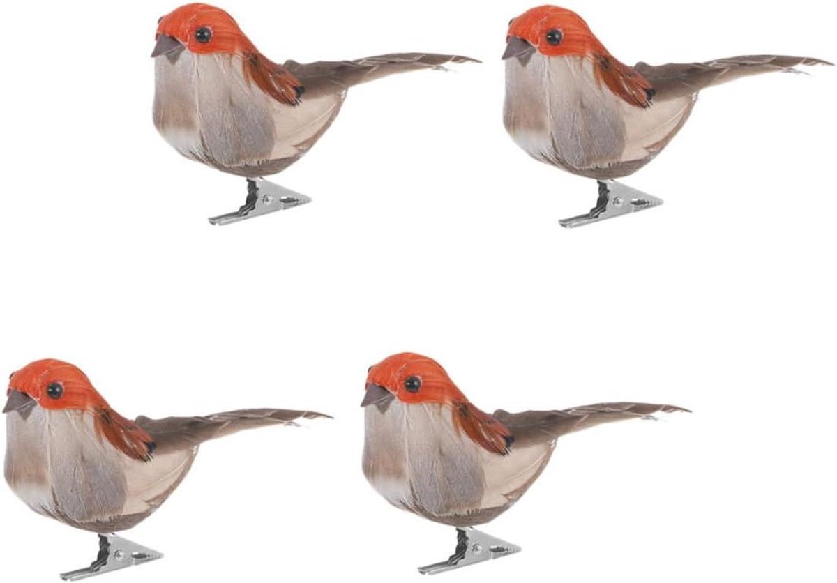 Schuimvogels Decoratie - Vogelfiguur Bureauversiering - Tuin Decoratie - Met Clip - 10 x 7 x 5.5 cm - Gekleurd