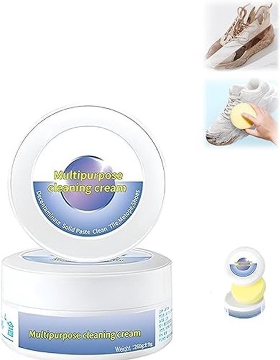 aladdien - Schoenreiniger - Vlekverwijderaar - Multifunctionele reinigingscrème - Wit - Schoenpoets - Ideaal voor witte schoenen - 260 g