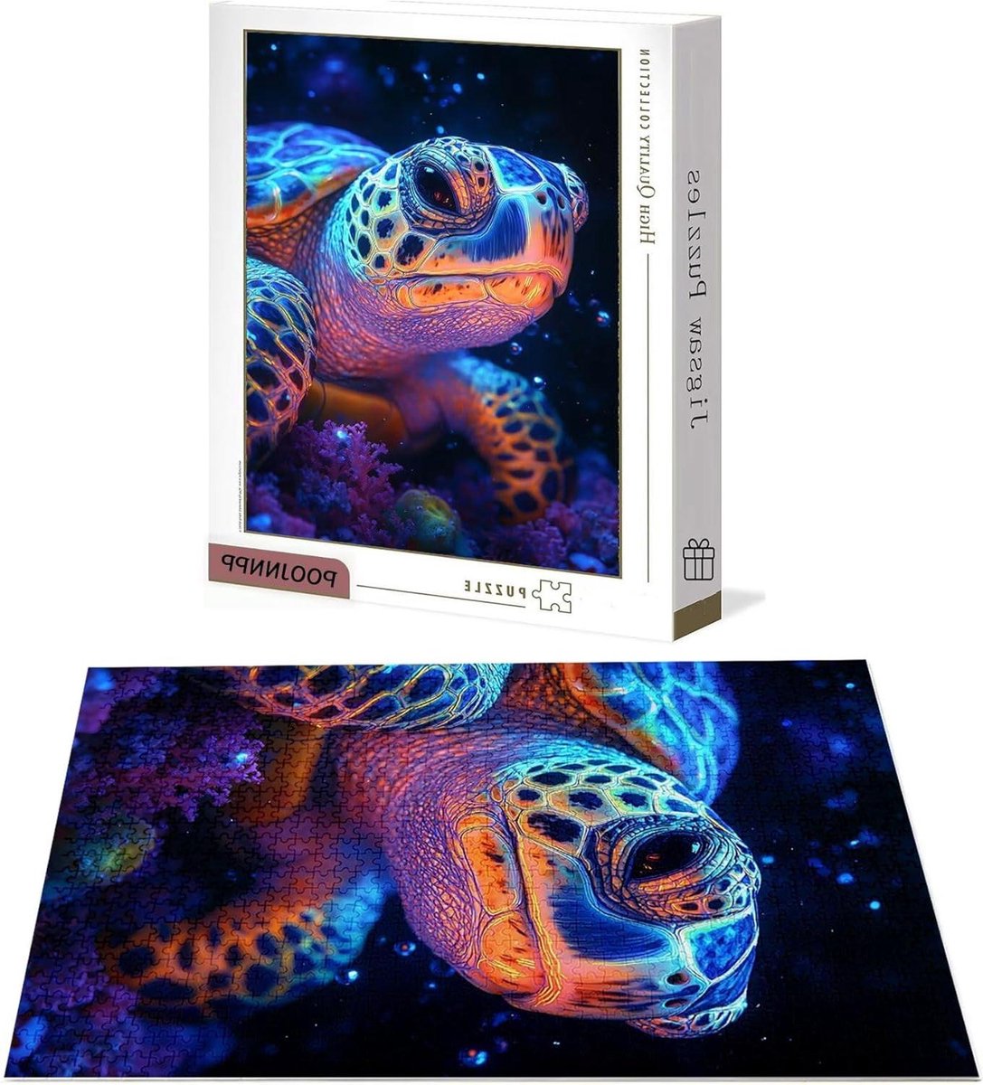 Dierenpuzzel Zeeschildpad - Legpuzzel Volwassenen - Ontspanning en Intelligentie - Houten Puzzelstukjes - 122 x 81 cm - Multicolor