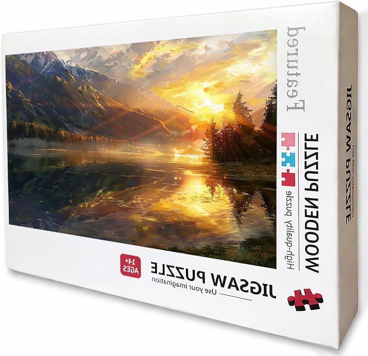 Houten Puzzel - Legpuzzel Berg - Ontspanning Thuis - Achterkant Met Letters - 122 x 81 cm - Zonsondergang
