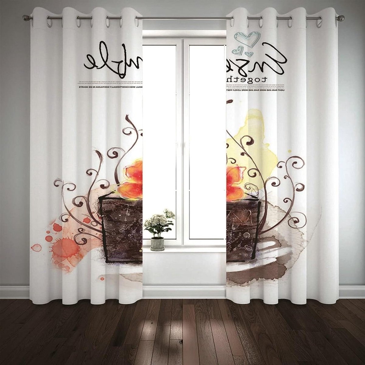 Gordijnstof - Raambekleding - Slaapkamer Decoratie - Blokkeert 98% licht - 2x 137x274cm - Wit Rood