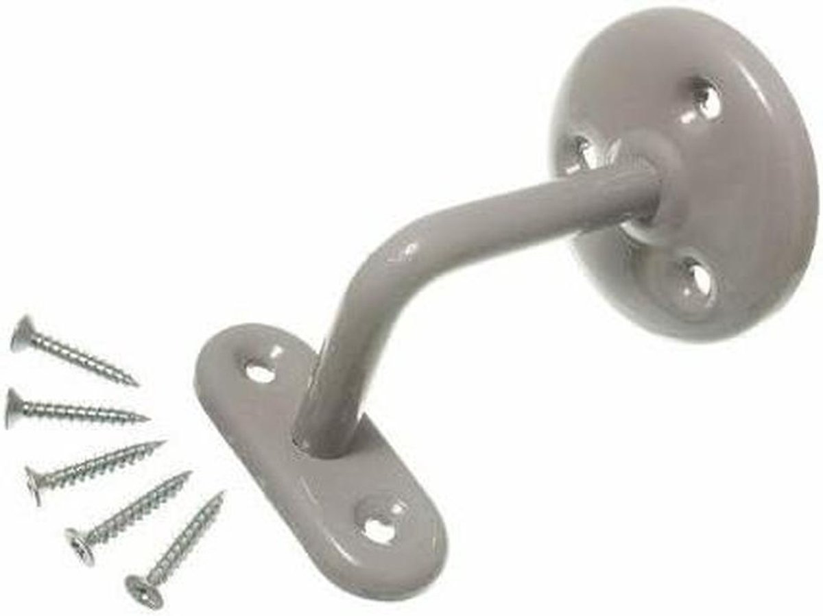 Trapleuning Beugels - Steunen Handgreep - Trap Veiligheid - Gepoedercoat Staal - 5 Stuks 63MM - Grijs