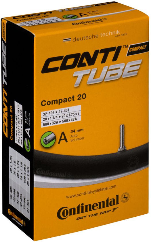 Continental Compact 20 - Binnenband Fiets - Frans Ventiel - 40 mm - 20 x 1 1/4 - 1 3/8 - 1.75 - 2.00 van Continental — afbeelding 5