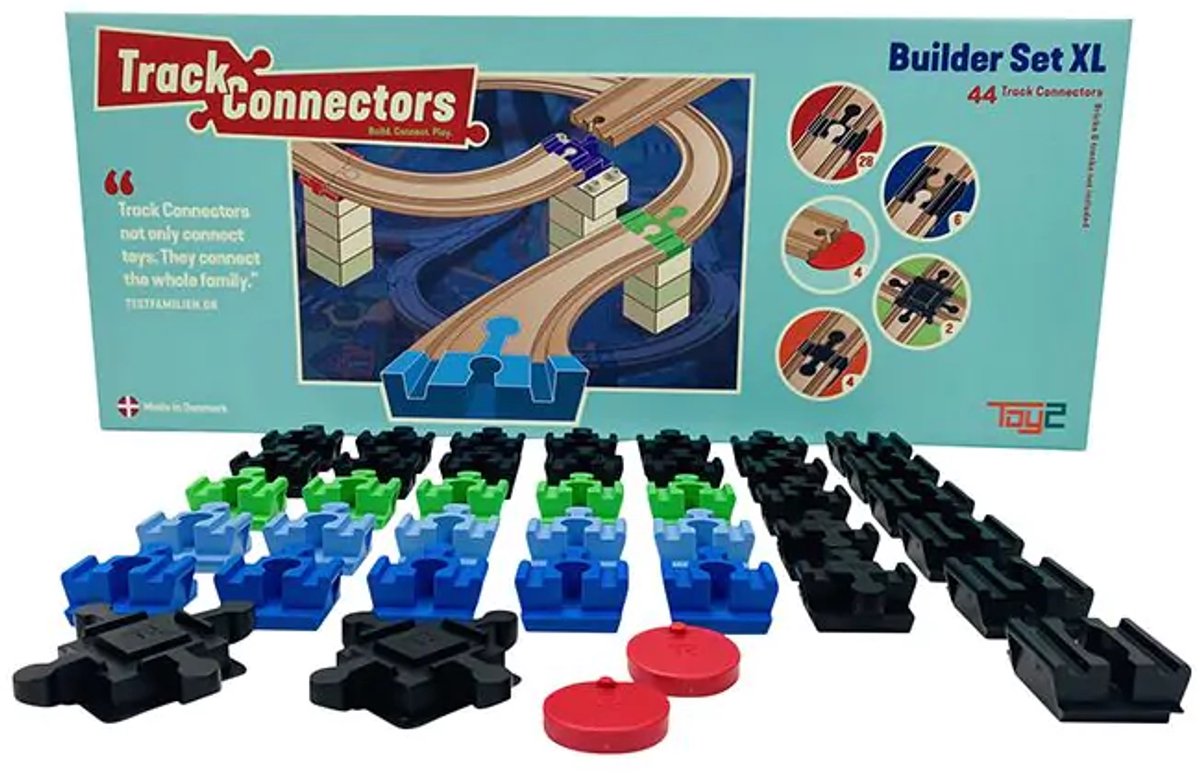 Toy2 Builder Set XL - 44 Brio Duplo Adapters - Treinbaanonderdelen - Houten Treinbaan - geschikt voor LEGO DUPLO©, HUBELINO, Bandits & Angels, BioBuddi, Hape, BRIO©, IKEA — afbeelding 9
