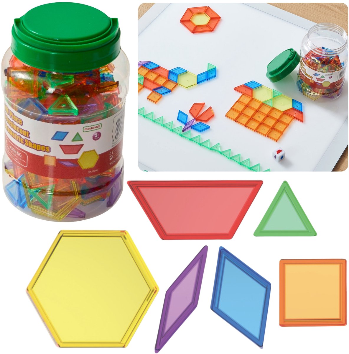 Masterkidz Montessori Tangram-mozaïekblokkenset 140-delig. - UNI
