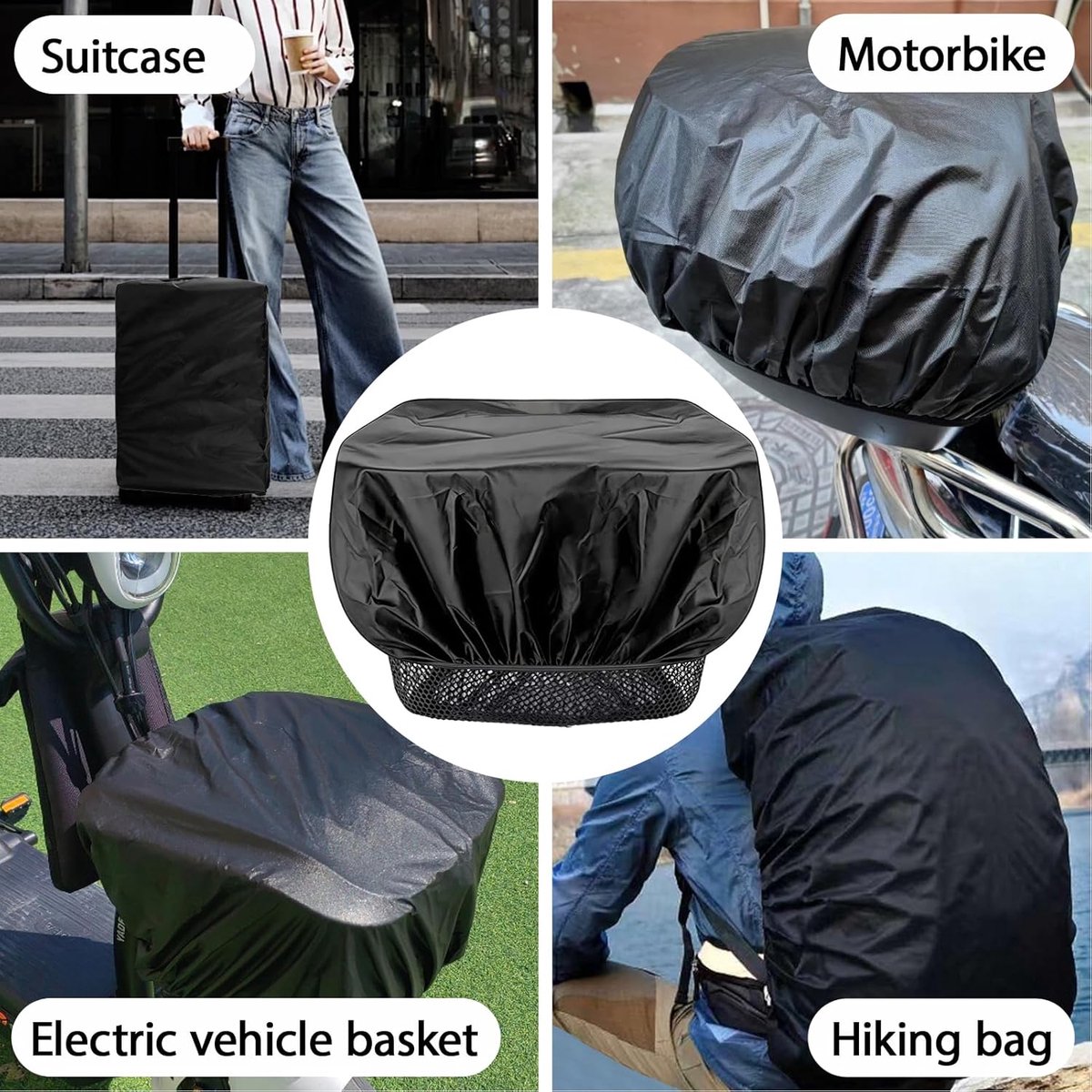 Fietsmand Regenhoes - Fietstashoes Waterdicht - Bagage Beschermen - Windbestendige Pasvorm - L 73x65cm of 90x120cm - Zwart
