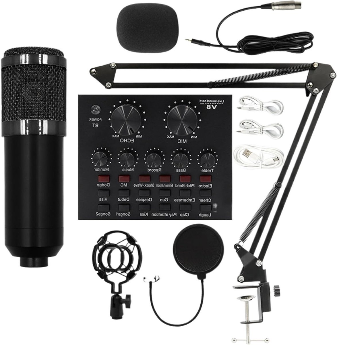 Microfoon Set - Opname Kit - Live Streamen - Nierkarakteristiek - 123 kg - Zwart