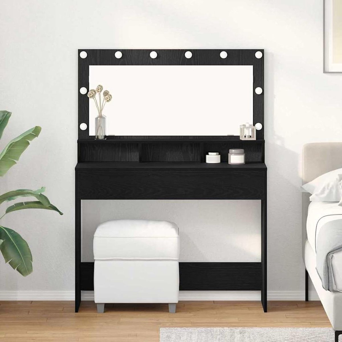 Kaptafel met LED Spiegel - Make-up tafel Schminktafel - Persoonlijke verzorging - Geïntegreerde USB-verlichting