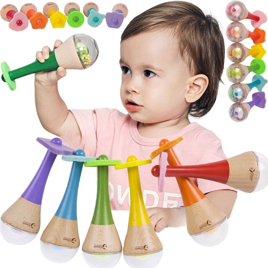 Classic World Rammelaar 2 In 1 Houten Regenboog Maracas Instrument 1 St. - UNI