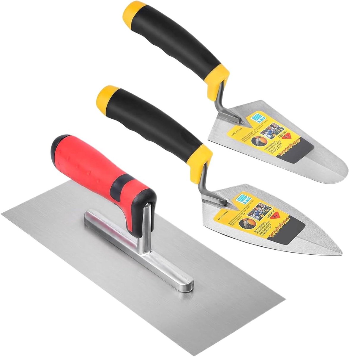 Cement Troffel Set - Metselgereedschap Voegspaan - Bouwprojecten Uitvoeren - Ergonomisch Handvat - 3 Delig - Enkel kenmerk