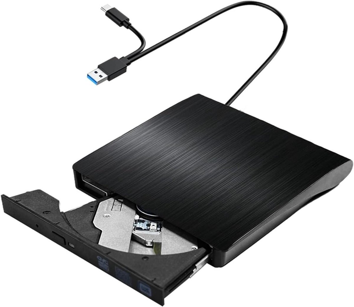 Externe DVD Drive - CD DVD Brander - Data Archiveren - USB 3.0 Type-C - 1 cm - Zwart