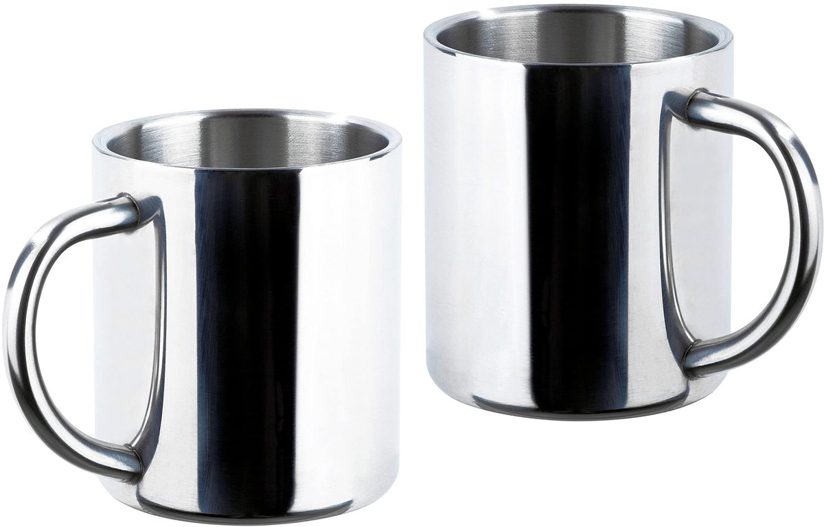 aladdien - Thermosbeker - Dubbelwandig - Ideaal voor camping - Set van 2 - Drinkbeker - Herbruikbaar - 200 ml