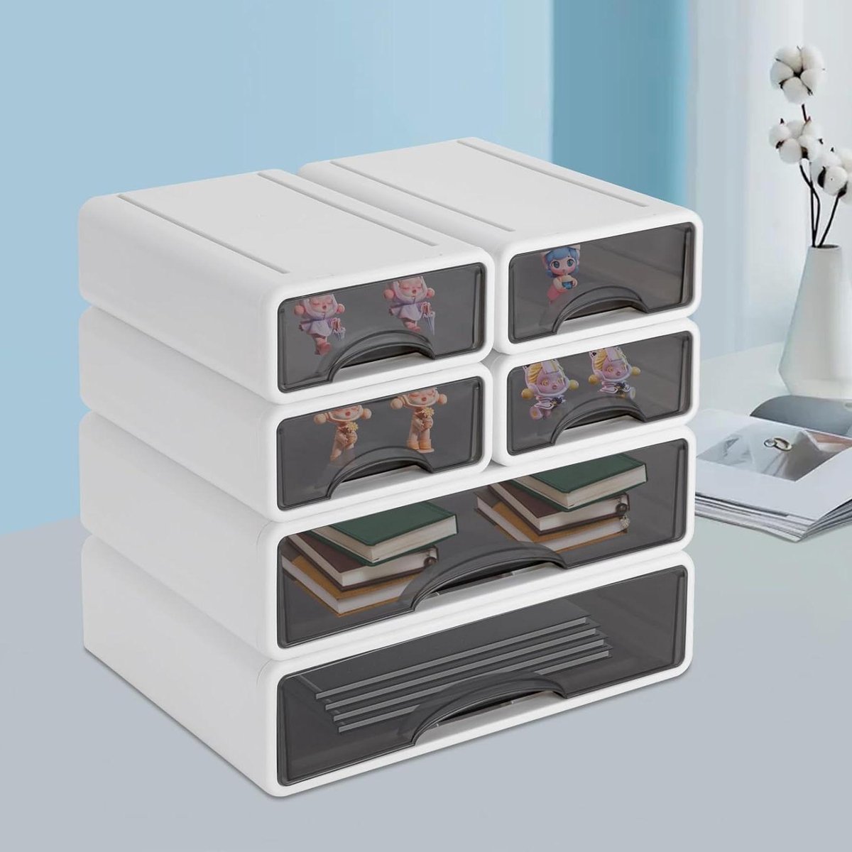 Bureau Opbergbox - Lade Organizer - Bureau Organiseren - Stapelbaar Ontwerp - 6 Laden - Wit