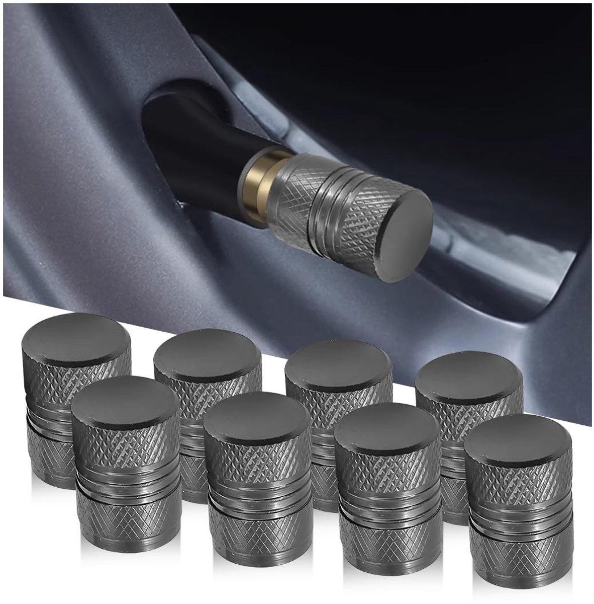 aladdien - Autoband Ventieldoppen - Aluminium Heavy Duty - Grijs - Corrosiebestendig - Stofdicht - Geschikt voor Bestelwagens
