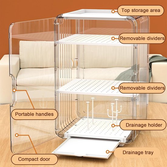 Flessen Droogrek - Organizer Stand Sterilisator - Baby Accessoires Organiseren - Stofdicht Vliegenbestendig Ontwerp - 31B x 17H cm - Wit — afbeelding 3