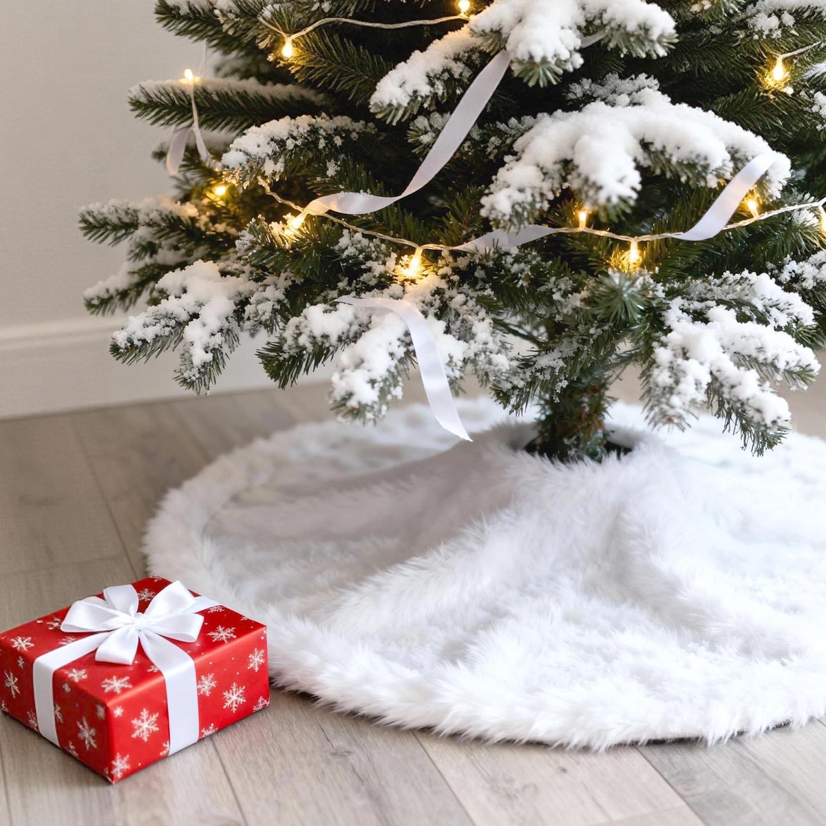 Sneeuwwitte Kerstboomrok - Feestelijke Decoratiemat voor Kerstmis