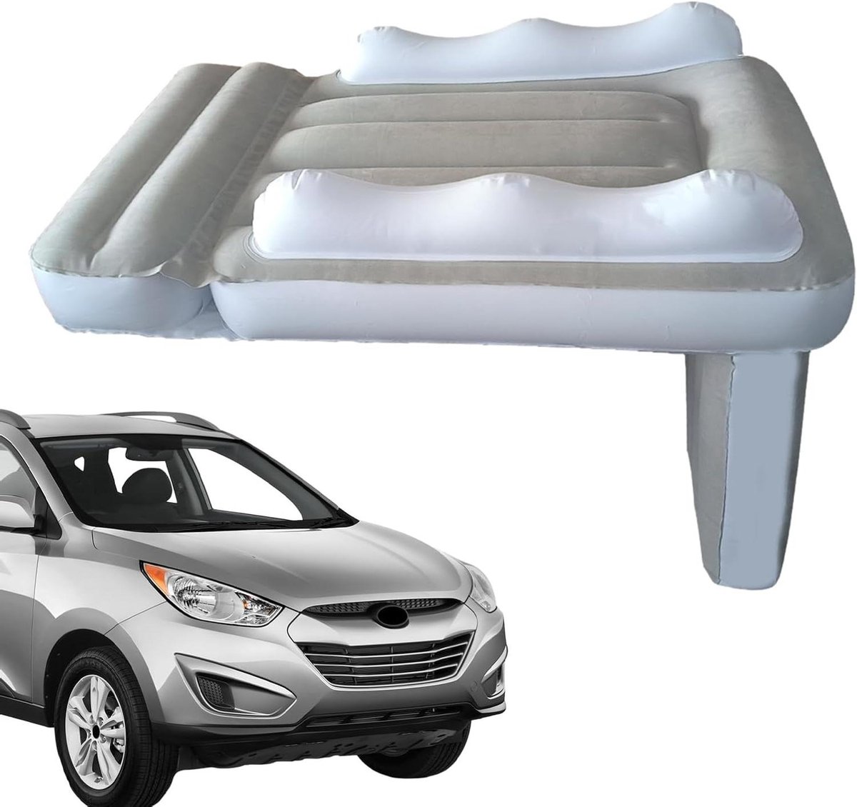 Opblaasbaar Vliegtuigbed - Peuter Matras - Reizen met Kinderen - Stoelverlenging - 80 x 60 x 50 cm - Grijs