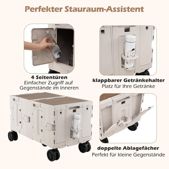 Bolderkar Opvouwbaar - Tuinwagen Campingwagen - Spullen Vervoeren - Uitbreidbare Opslagruimte - 150 liter - Wit — afbeelding 2