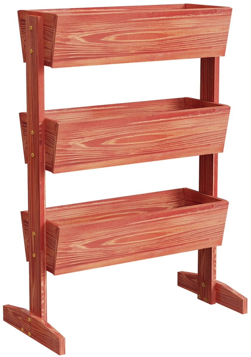 Geargalaxy Verticale Plantenbak - Bloembak - Bloemenstandaard - Verhoogde bak - Kweekbak - Plantenstandaard - 69×39×106cm - Bruin