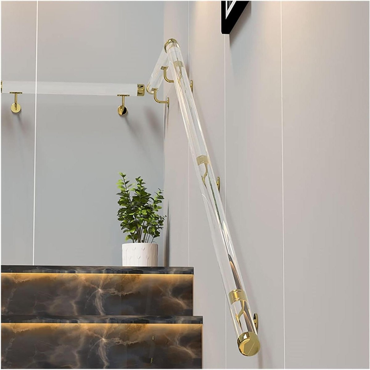 Acryl Trap Leuning - Handreling Wandmontage - Veiligheid Verhoging - Antislip Textuur - 50 cm - Transparant
