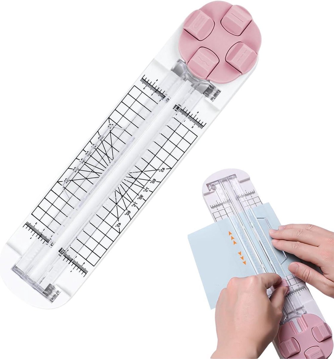 Papiersnijder Rolmes - Snijapparaat Rol - Papier Snijden - 4-in-1 Multihoek - 355 cm - Roze