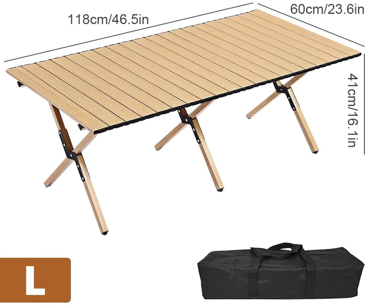CINK Lux® Campingtafel Opvouwbaar – Lichtgewicht Aluminium Tafel 118x60 cm – Draagbare Outdoor Tafel met Draagtas – Voor Camping, BBQ, Picknick & Tuin