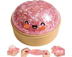 Dumpling squishy stressballen - Glitter Dumpling stress fidget - Sensorische stressbal knijpspeelgoed - Stressverlichtende cadeaus voor kinderen en volwassenen - Roze